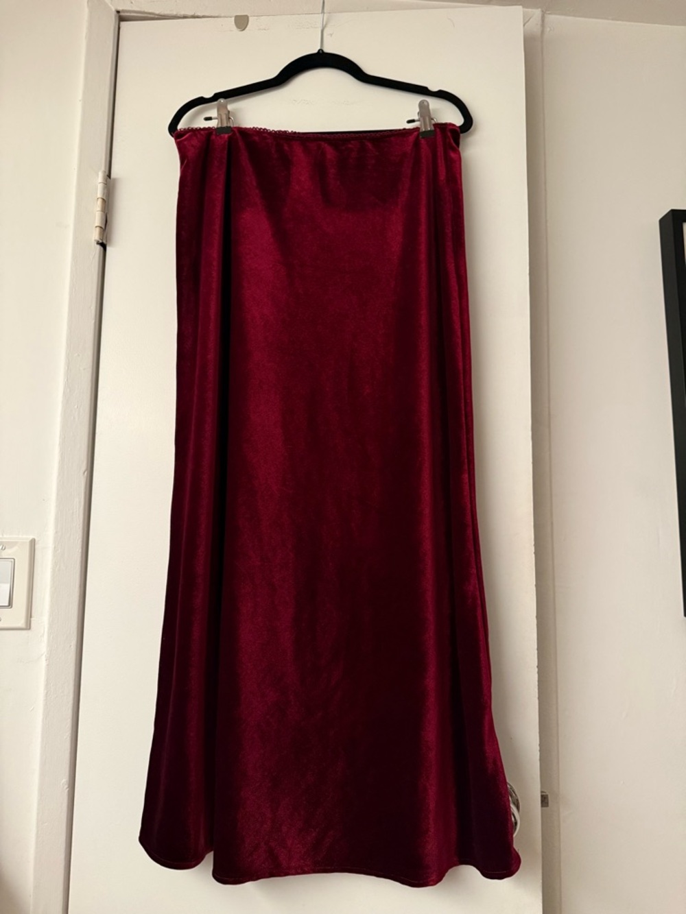 Elodie Deep Red Velvet Maxi Skirt